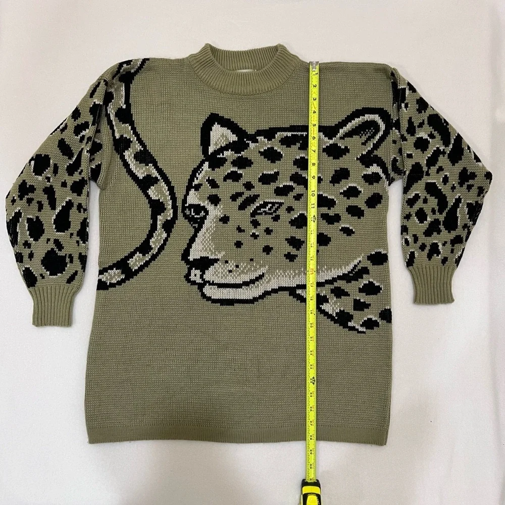 Vintage Francis Design Wool Blend Leopard Sweater M Unisex